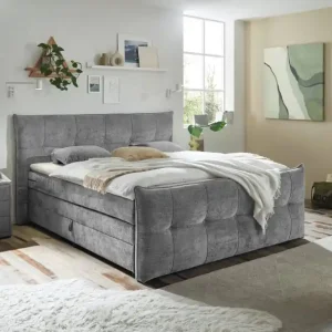 Letzte Chance Boxspringbett Gallina 180x200 cm mit Bettkasten Farbe Grau HR30-Topper – Ed Exciting Design