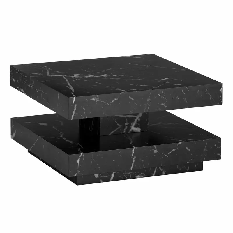 Couchtisch 60x60x34 cm Schwarz Sofatisch in Marmor-Optik Modern Angebot