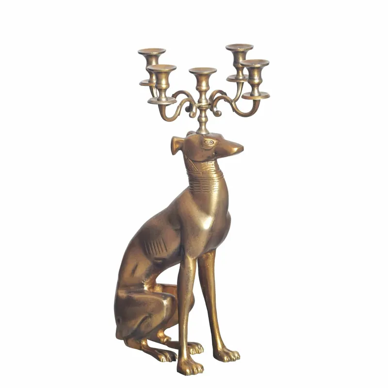 Kerzenhalter Windhund Aluminium Gold 69 cm 5-armiger Kerzenleuchter Jetzt Kaufen