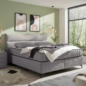 Finale Aktion Boxspringbett Vlieland von ED Exciting Design Farbe grau mit H3/H4 Duo-Matratze 180 x 200 cm