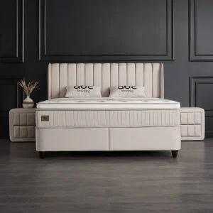 ABC Bedding Boxspringbett Mabel in beige 160 x 200 - Luxus & Design Schneller Versand