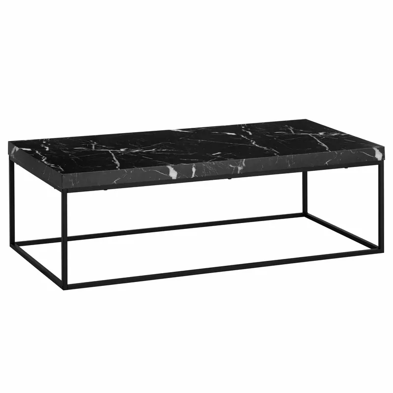 Rabatt Couchtisch 120x60x38 cm Schwarz Sofatisch in Marmor-Optik Modern