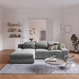 Nur Heute Lorena Ecksofa mit Schlaffunktion und Bettkasten - Cotta