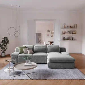 Neue Ware Lorena Ecksofa mit Schlaffunktion und Bettkasten - Cotta