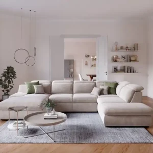 Preiswert Lorena Wohnlandschaft mit Schlaffunktion und Bettkasten - Cotta