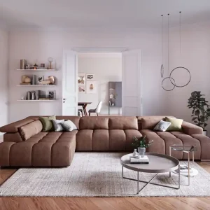 Meistverkauft Orion XXL Wohnlandschaft - Stoff Fuego - Cotta