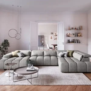 Preisreduziert Orion XXL Wohnlandschaft - Stoff Fuego - Cotta