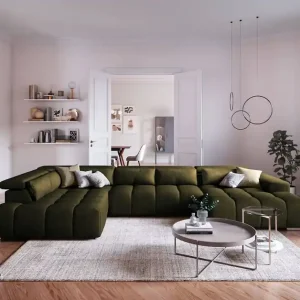 Neuheit Orion XXL Wohnlandschaft - Stoff Velvet - Cotta