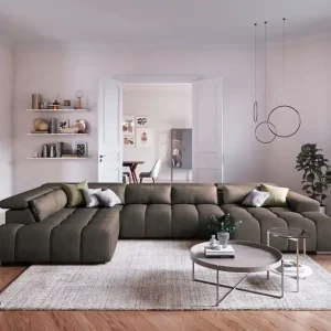 Preisknaller Orion XXL Wohnlandschaft - Stoff Velvet - Cotta