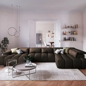 Orion XXL Wohnlandschaft - Stoff Velvet - Cotta Bestpreis