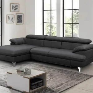 Mega-Angebot David Ecksofa Echtleder – Schlafsofa mit Bettkasten