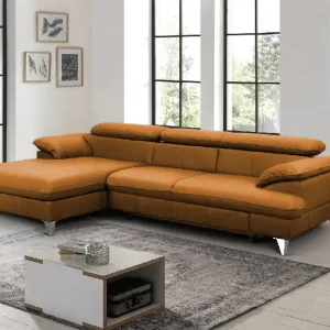 Knallerangebot David Ecksofa Echtleder – Schlafsofa mit Bettkasten