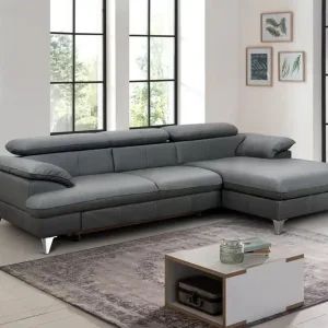 Bestpreis David Ecksofa Echtleder – Schlafsofa mit Bettkasten