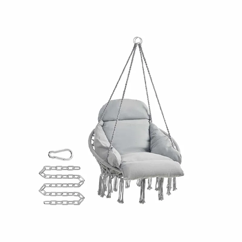 Solange Der Vorrat Reicht Hängesessel mit dickem Kissen taubengrau