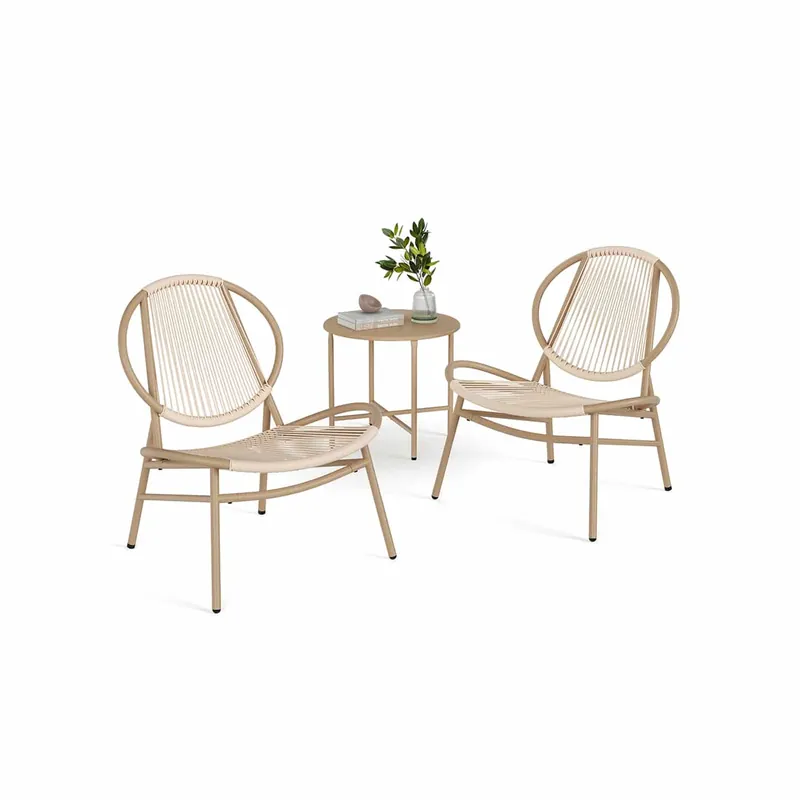 Letzte Chance Balkonmöbel-Set mit Tisch und 2 Stühlen kamelbraun