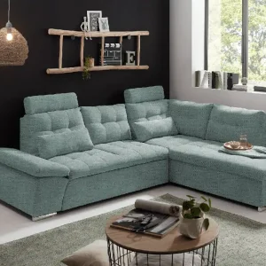 Ecksofa Medan von Ed Exciting Design Ice Blue – Modernes Sofa mit Schlaffunktion & Glow Mikrofaser Sale