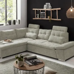Versand Am Gleichen Tag Ecksofa Medan von Ed Exciting Design Stone – Modernes Sofa mit Schlaffunktion & Glow Mikrofaser