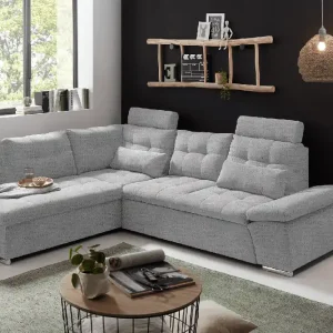 Ecksofa Medan von Ed Exciting Design Hellgrau – Modernes Sofa mit Schlaffunktion & Glow Mikrofaser Neu