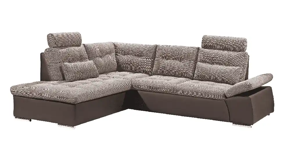 Ecksofa Jakarta Dunkelbraun / Camel – Modernes Sofa mit Schlaffunktion & Kissen | ED Exciting Design Markenprodukt