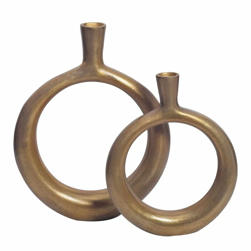 Deko Vase 2er Set Aluminium Gold Donut Blumenvase Modern Versand Am Gleichen Tag