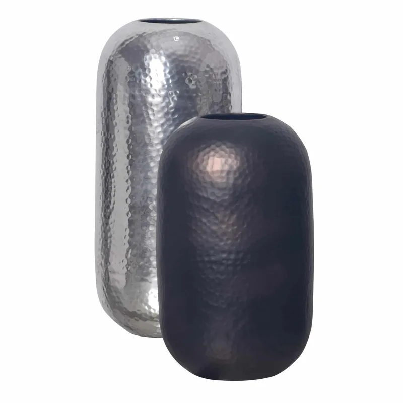 Preisreduziert Deko Vase 2er Set Aluminium Silber Schwarz-Bronze Blumenvase Modern
