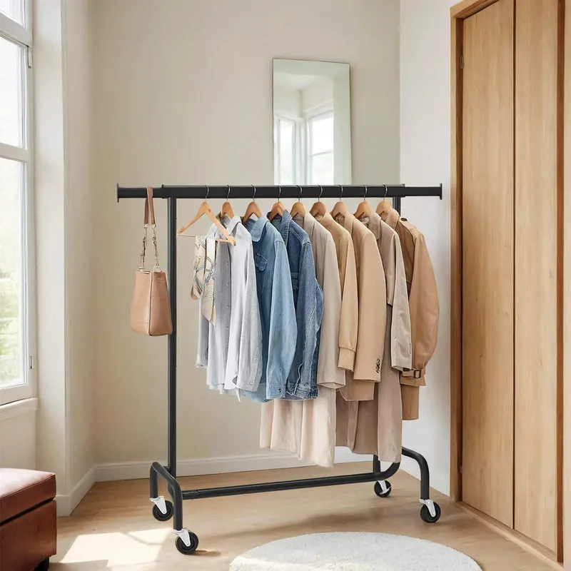 Kleiderständer auf Rollen, Garderobenständer, ausziehbare Kleiderstange Top-Preis