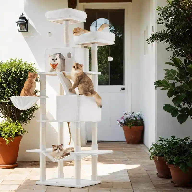 Sonderangebot Kratzbaum 206 cm hoch, Katzenbaum, mit 13 Kratzsäulen