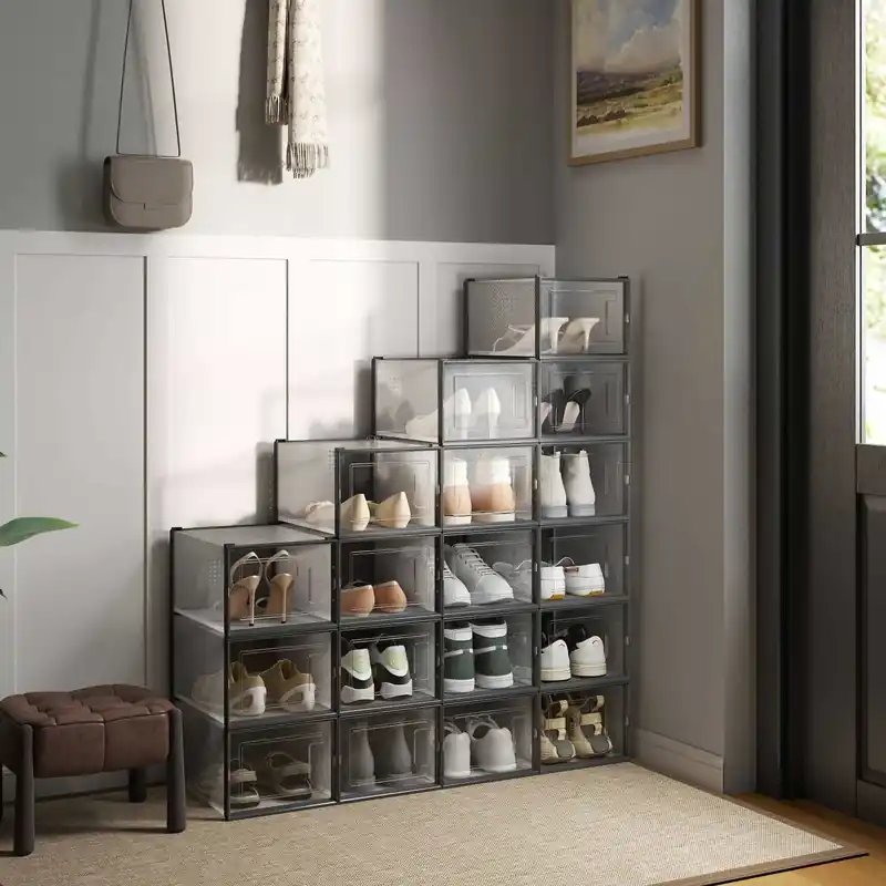 Bestseller Schuhboxen, 18er Set, Schuh-Organizer aus Kunststoff