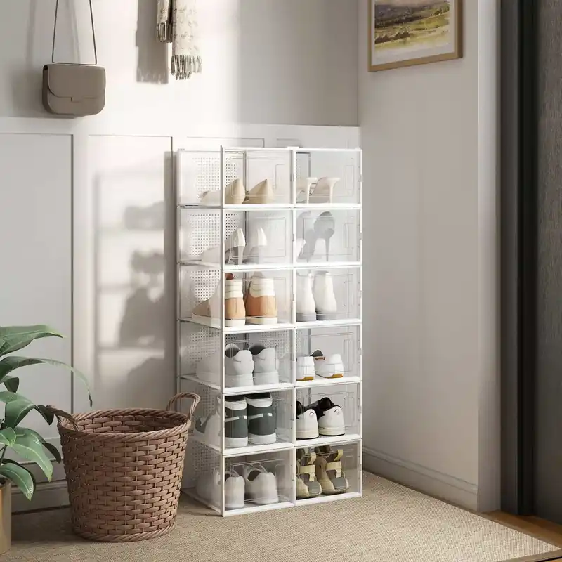 Angebot Schuhboxen, 12er Set, Schuh-Organizer aus Kunststoff