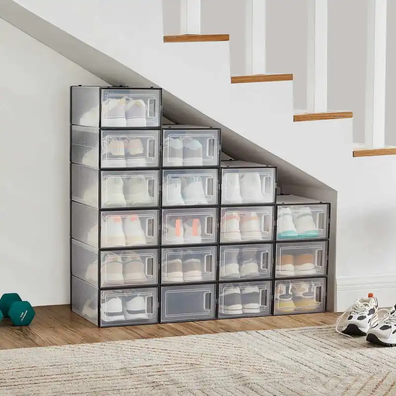 Zertifiziert Schuhboxen, 18er Set, Schuh-Organizer aus Kunststoff