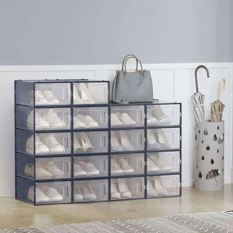 Schuhboxen, 18er Set, Schuh-Organizer aus Kunststoff Markenprodukt