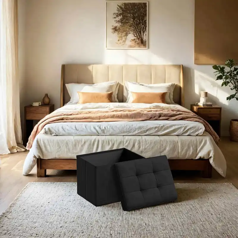 Sitzbank mit Stauraum aus Samt, klappbare Sitztruhe, Aufbewahrungsbox mit Deckel Geprüft