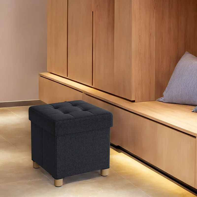 Sitzhocker mit Stauraum, kleine klappbare Sitzbank, 38 x 38 x 40 cm Schneller Versand