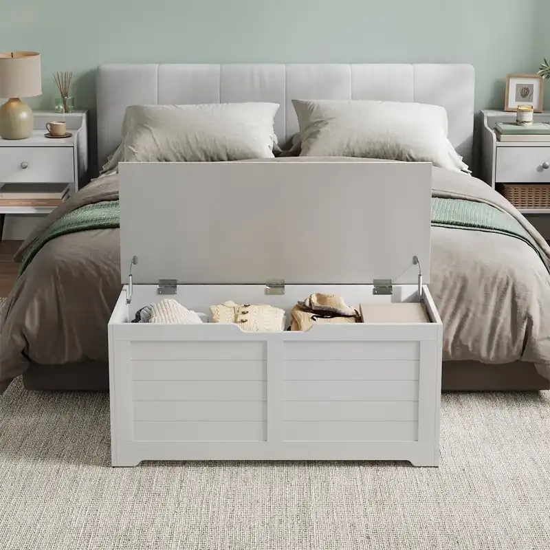 Schuhbank, Sitzbank mit Stauraum, Sitztruhe mit 2 Sicherheitsscharnieren Gratis Versand