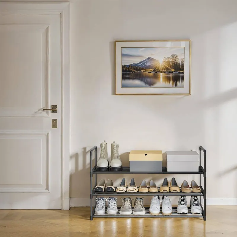 Online Kaufen Schuhregal mit 3 Ebenen, Schuhständer aus Metall, Schuhaufbewahrung