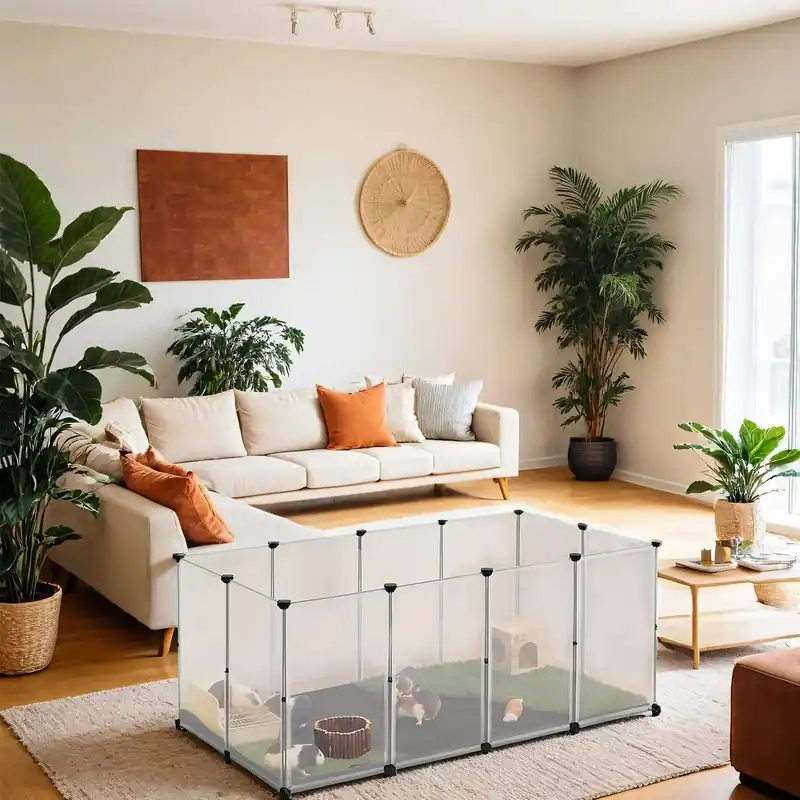 Kleintiergehege mit Bodenplatten, Laufstall mit abnehmbarer und wasserfester Unterlage, Gehege für Hamster Günstig