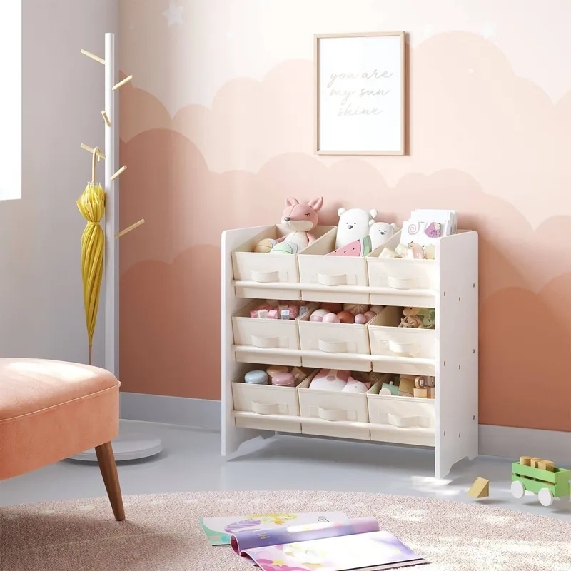 Regal, Bücherregal, mit 9 Aufbewahrungsboxen aus Vliesstoff Solange Der Vorrat Reicht