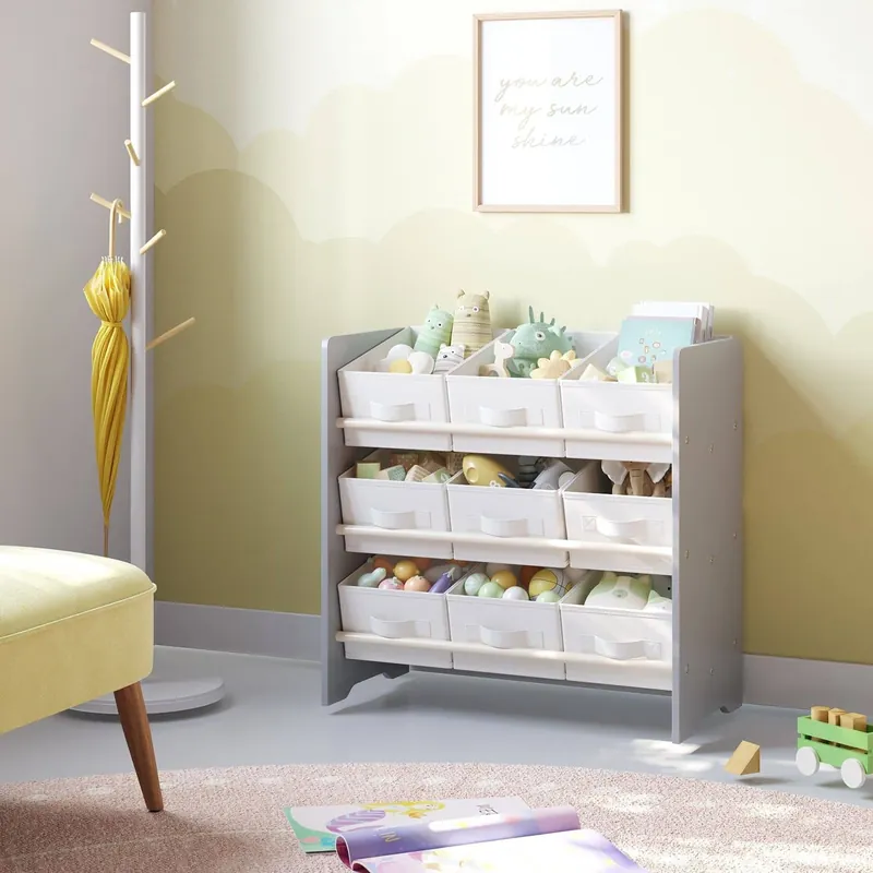 Regal, Bücherregal, mit 9 Aufbewahrungsboxen aus Vliesstoff Kracherpreis