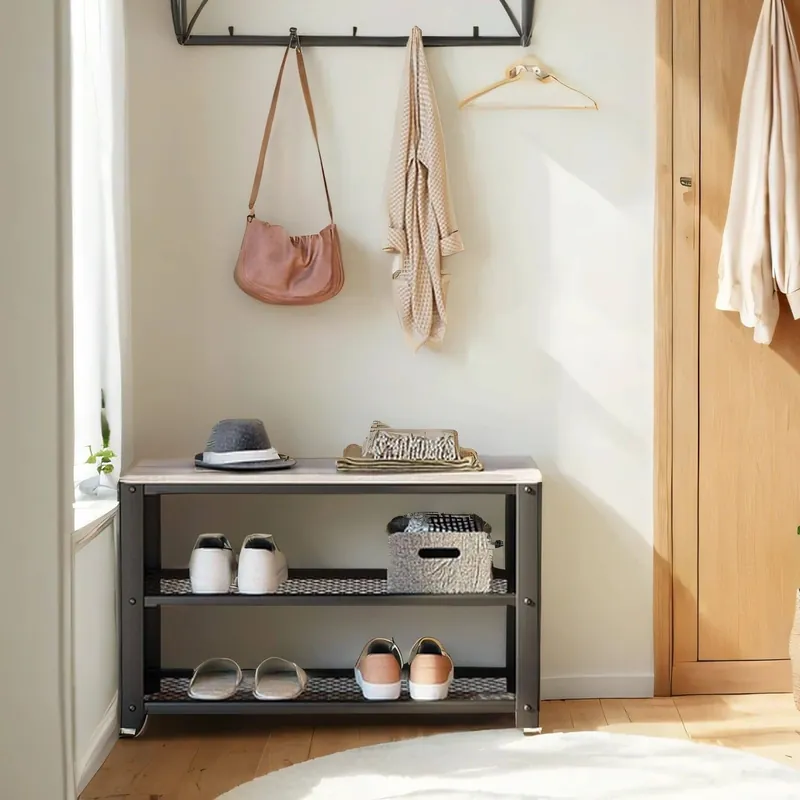 Schuhbank mit 2 Gitterablagen, Schuhregal, 30 x 73 x 45 cm Versand Am Gleichen Tag