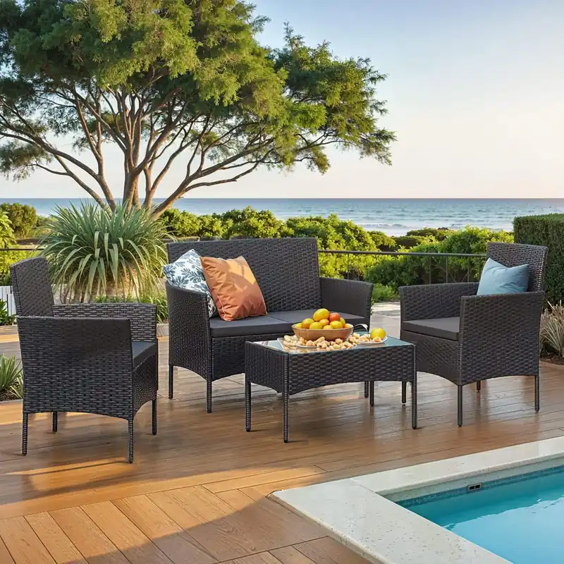 Balkonmöbel, Gartenmöbel-Set, aus PE-Polyrattan Rabatt