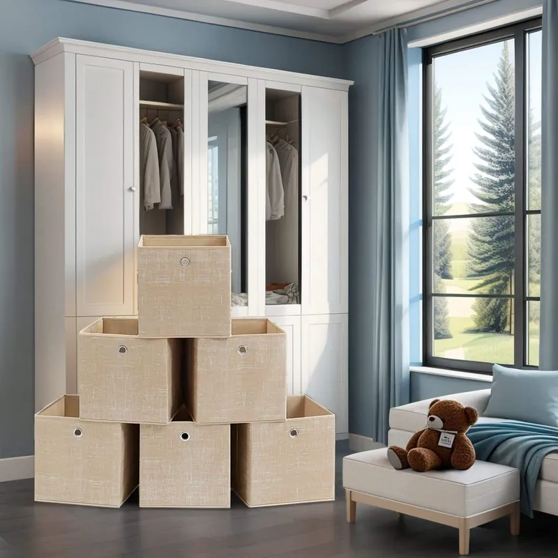 Aufbewahrungsbox, 6er Set, Ordnungsboxen aus Vliesstoff mit Griff Gratis Versand