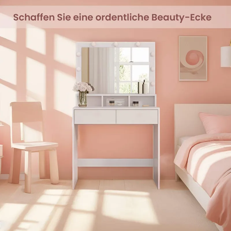 Schminktisch, mit LED-Beleuchtung, Frisiertisch mit Spiegel Saisonangebot