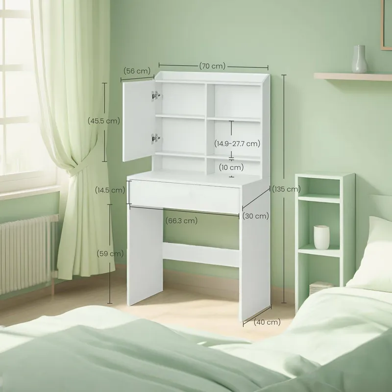 Schminktisch, Frisiertisch mit Spiegel und einer Schublade, Kosmetiktisch Billig