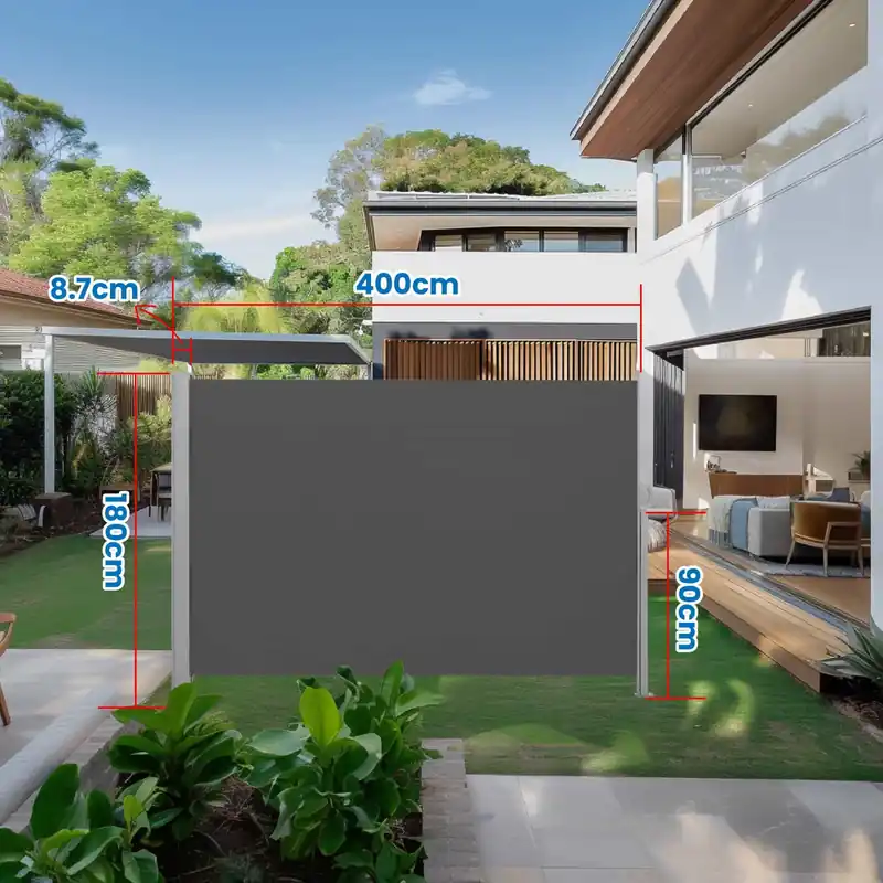 Rabatt Seitenmarkise mit Stahl-Kasten, rostbeständig, ausziehbar