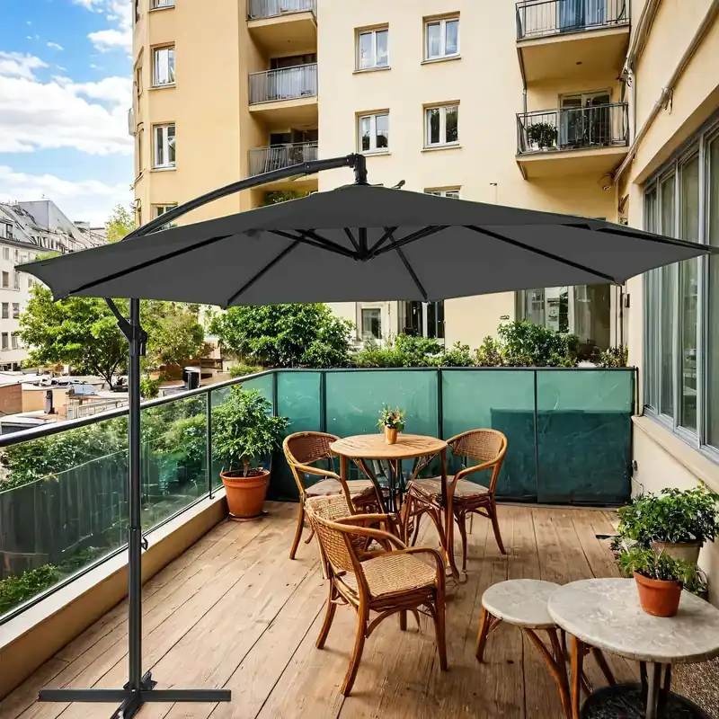 Sonnenschirm, Ampelschirm 300 cm d, mit Ständer Echt