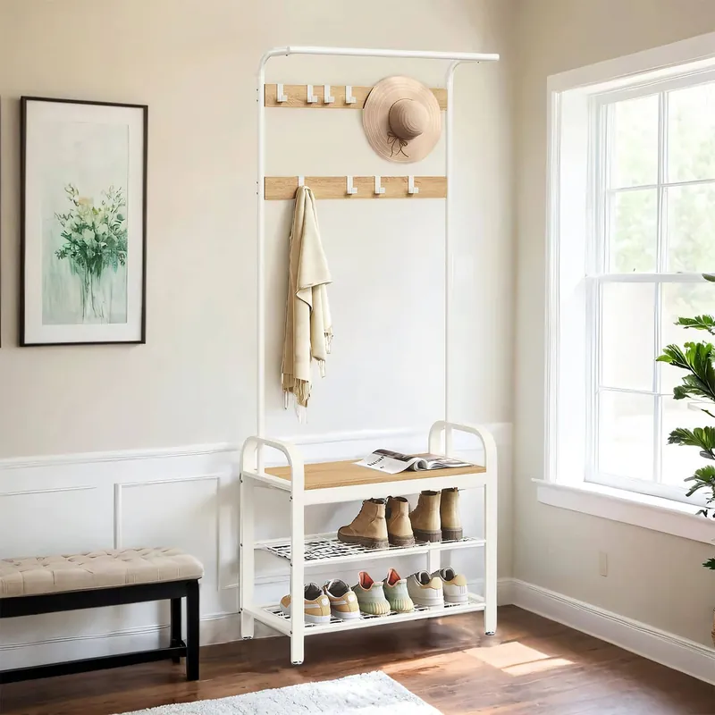 Garderobenständer, Garderobe, mit Schuhbank Kostenfreie Lieferung