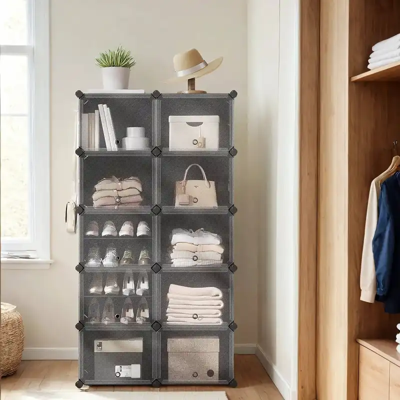 Markenprodukt Schuhregal mit 10 Fächern, Schuhschrank, 30 x 40 x 30 cm pro Fach