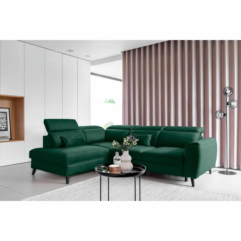 Bestseller Ecksofa Noble mit Schlaffunktion, Bettkasten und Nube-Bezug