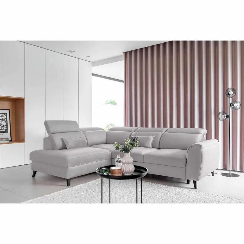 Ecksofa Noble mit Schlaffunktion, Bettkasten und Nube-Bezug Neu Im Sortiment