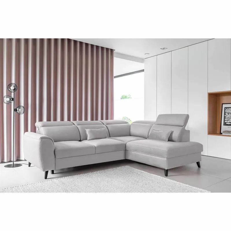 Nur Heute Ecksofa Noble mit Schlaffunktion, Bettkasten und Nube-Bezug